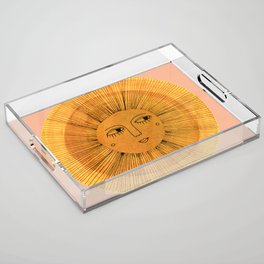 Sun Drawing Gold and Pink Acrylic Tray