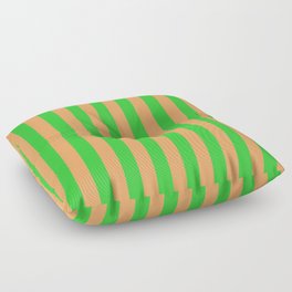 [ Thumbnail: Lime Green & Brown Colored Lined Pattern Floor Pillow ]