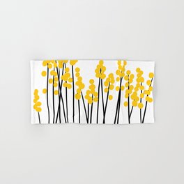Hello Spring! Yellow/Black Retro Plants on White #decor #society6 #buyart Hand & Bath Towel