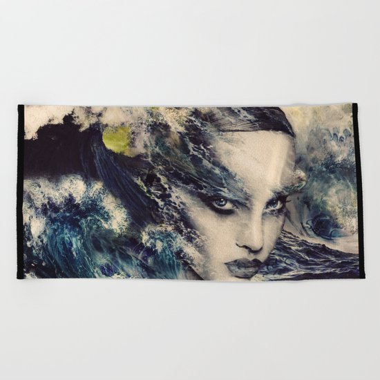 THE STORY OF A LACING WAVE Beach Towel