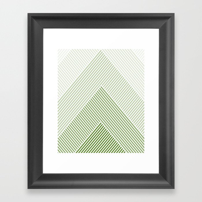 Shades of Green Abstract geometric pattern Framed Art Print