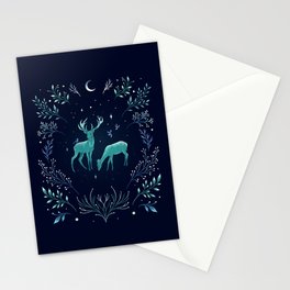 Deers in the Moonlight - Frosted Mint Stationery Card