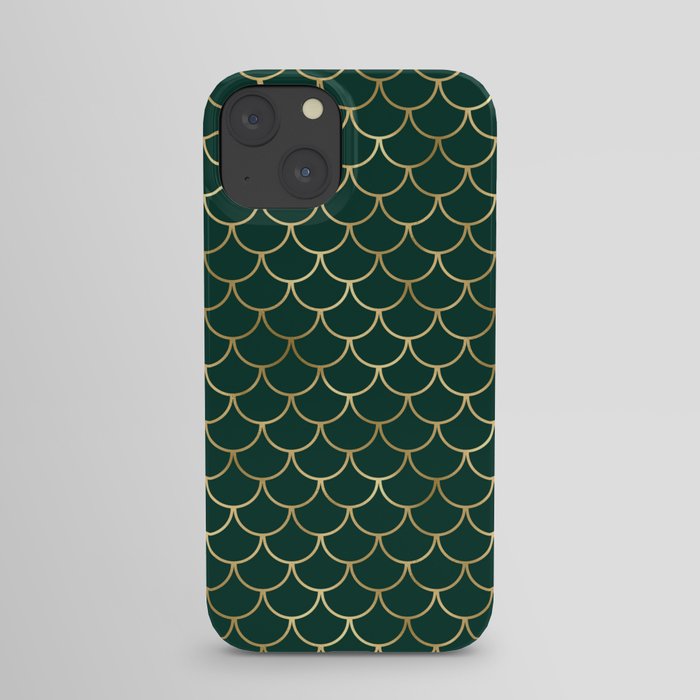 Gold Green Scales Pattern iPhone Case