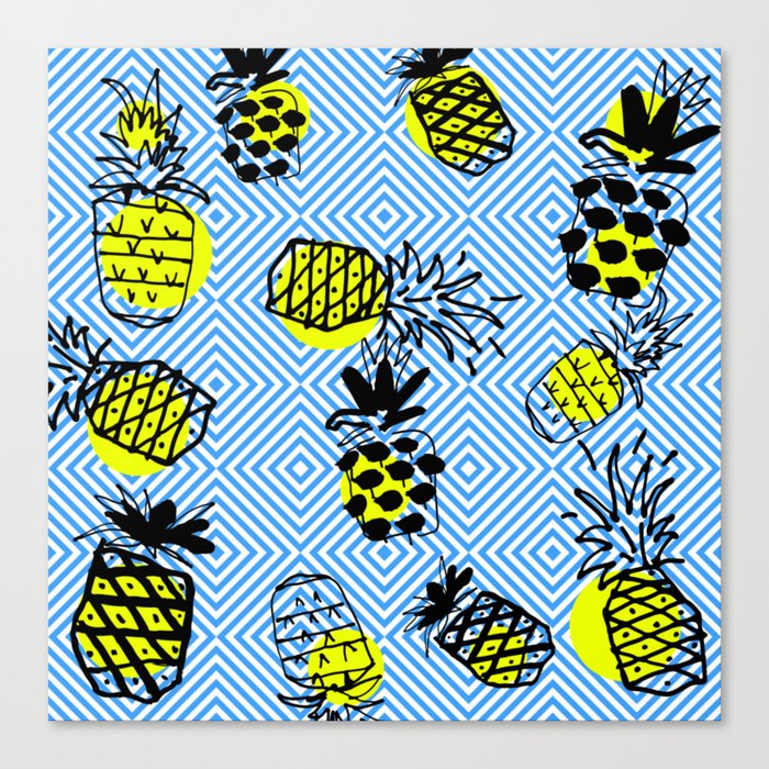 colorful pineapple party pattern Canvas Print