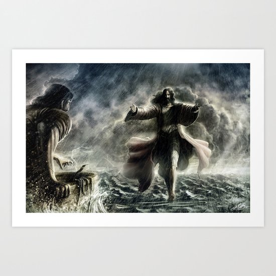 Walking over the water Art Print