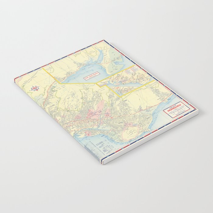 Flat road map of honolulu Notebook