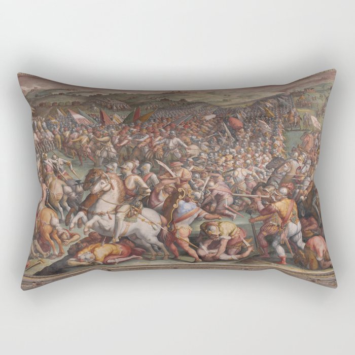 Classic Art The battle of Marciano in Val di Chiana By Giorgio Vasari Rectangular Pillow
