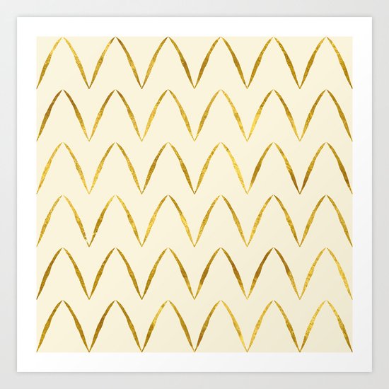 Cream Gold Foil 05 Art Print