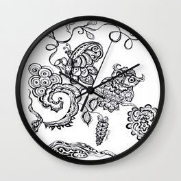 Owl and a Butterfly  Wall Clock