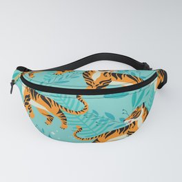 Yellow Tigers on Turquoise Fanny Pack