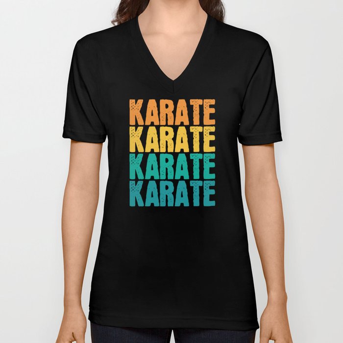 Colourful Karate martial arts V Neck T Shirt