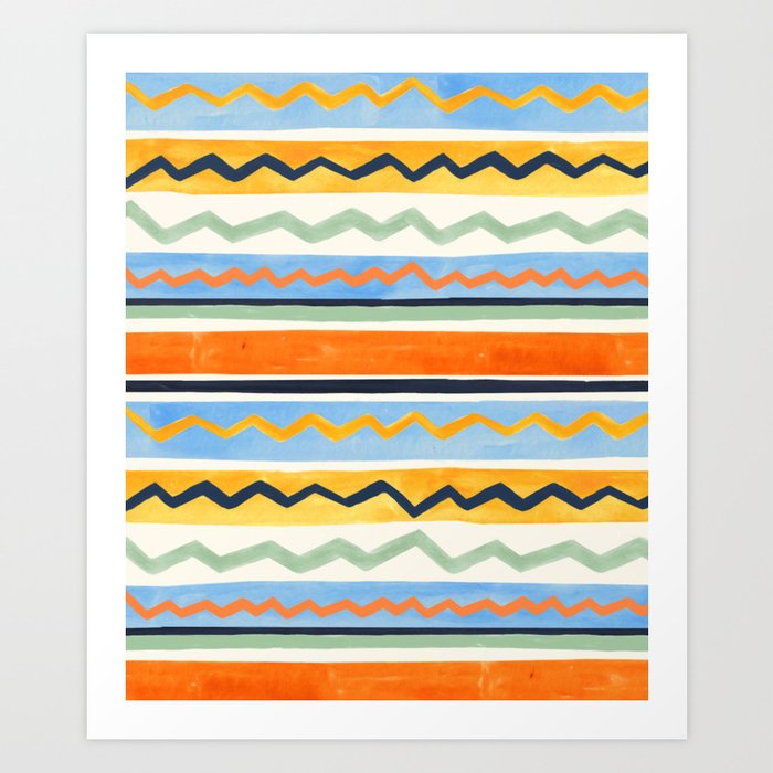 Gouache Stripe & Ricrac Pattern Art Print