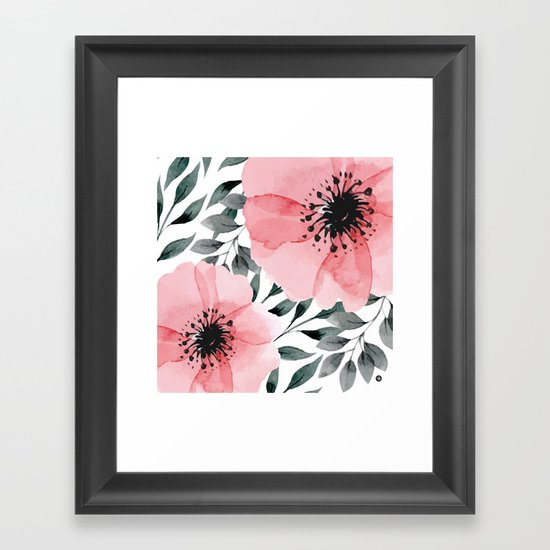 Big Watercolor Flowers Framed Art Print