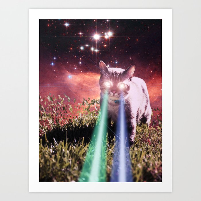 Mega Space Cat Rising Art Print