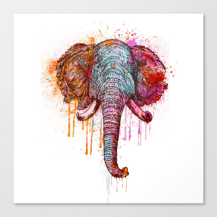 Download Watercolor Elephant Head Canvas Print By Lebensart Society6