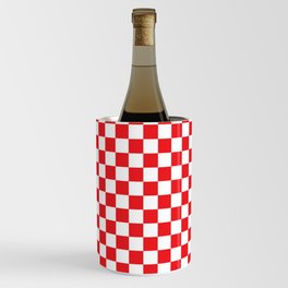The Croatian checkerboard, Croatian Red White Checks Pattern Wine Chiller