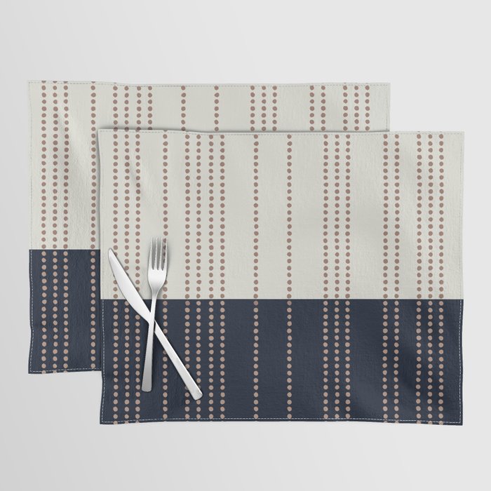 Spotted Stripes, Navy, Ivory and Light Terracotta Placemat