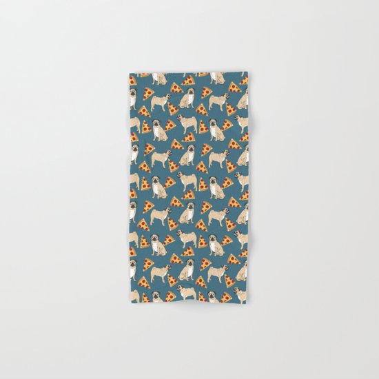 Pug Pizza Party cute pug dog owner gifts food pet gifts puggle puppy dog pet portrait trendy Hand & Bath Towel