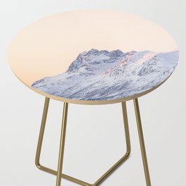 Mountain Dawn Photo | Pastel Color Sunset in the Ersfjord Art Print | Winter in Norway Travel Photography Side Table