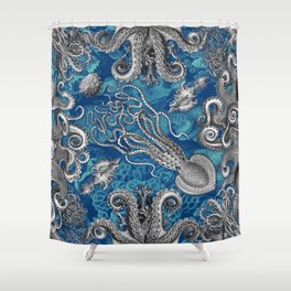 The Kraken (Blue, Square, Alt) Shower Curtain