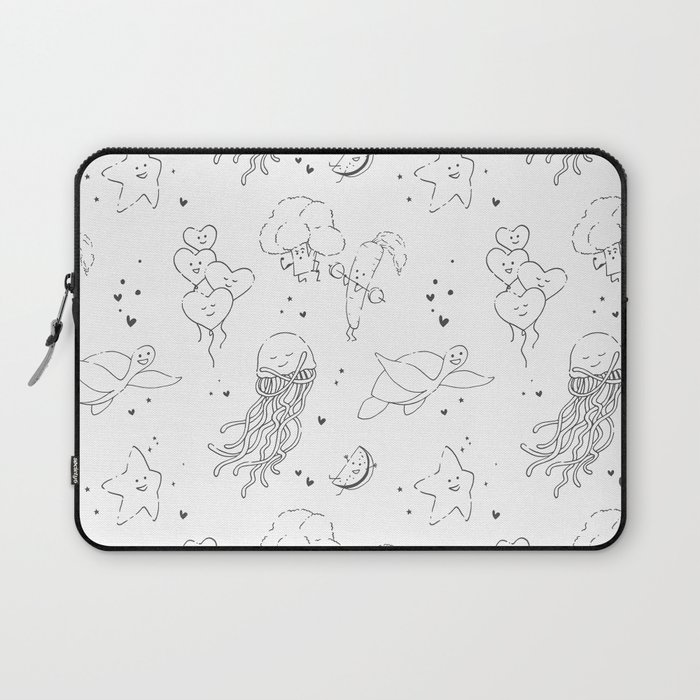 Affirmation Characters Pattern - Black Laptop Sleeve