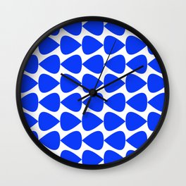 Plectrum Geometric Minimalist Pattern in Electric Blue and White Wall Clock