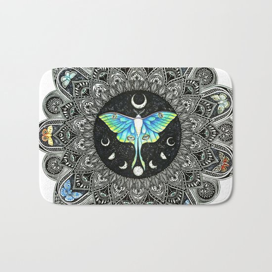 Lunar Moth Mandala Bath Mat