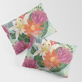 mint watercolor floral pattern Pillow Sham