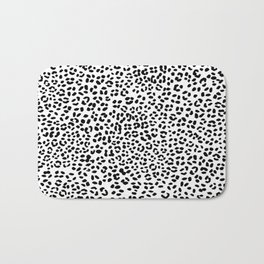 Black and White Snow Leopard Bath Mat | Minimalist, Pattern, Modern, Black, Cheetah, Animalprint, Snowleopard, White, Spots, Spot 