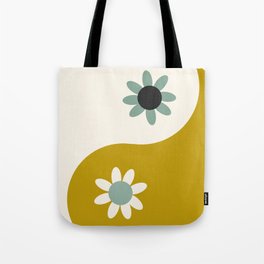 Yin Yang floral - earthy Tote Bag | Peace, Yellow, Yang, Digital, Balance, 70S, Retro, Earthy, Boho, Goodvibes 