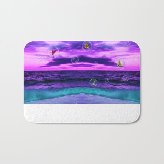 Birds in bubbles Bath Mat