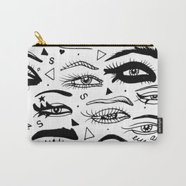 All Eyez on Me- Black and White Ink Drawing Carry-All Pouch