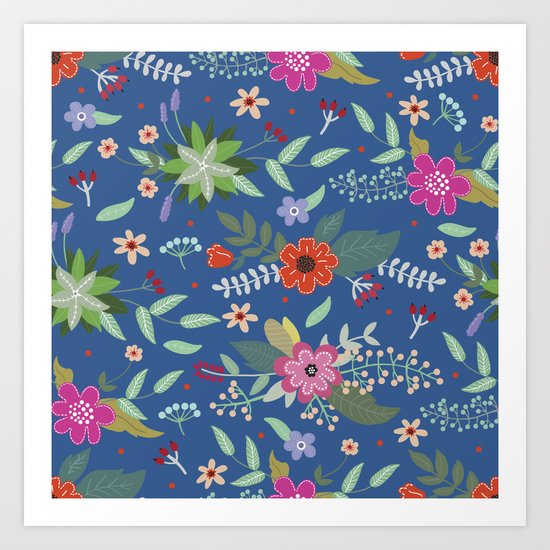 Bright vintage floral seamless Art Print