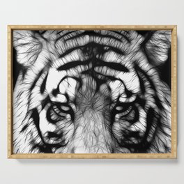 2022 - Year of the Tiger (black and white tiger portrait) Serving Tray