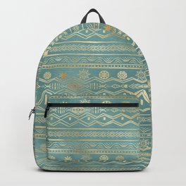 Gold and Teal Tribal Doodling Design Backpack