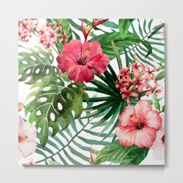 tropical hibiscus Metal Print | Summer, Watercolor, Hawaii, Graphicdesign, Hibiscus, Botanical, Illustration, Ink, Flowers, Vector 