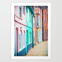 A row of colourful town houses in England Art Print | Architecture 