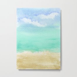 Calm Metal Print | Turqoise, Gold, Sand, Summerfun, Beach, Painting, Beachvibes, Surf, Ocean, Sea 
