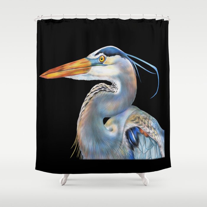 Great Blue Heron Shower Curtain By Tim, Blue Heron Shower Curtain