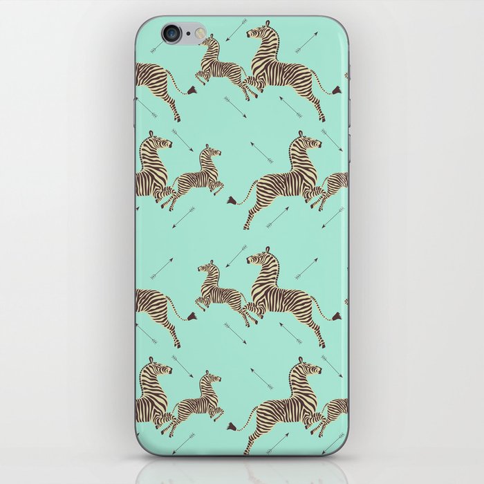Royal Tenenbaums Zebra Wallpaper Seafoam Green Iphone Skin By