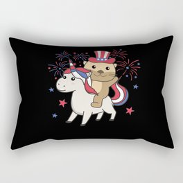 Otter With Unicorn For Fourth Of July Fireworks Rectangular Pillow