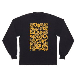 Arol - Floral Minimalsitic Colorful Flower Art Design Pattern in Yellow Long Sleeve T-shirt