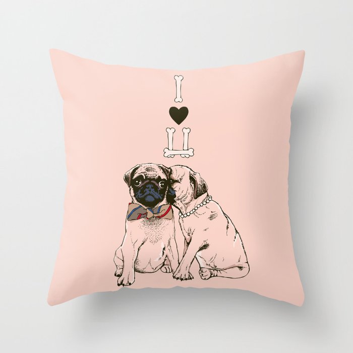 The Love of Pug Throw Pillow