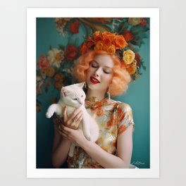 Le Blanche 43 Beauty and Cat Art Print