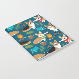 Corgi camping marshmallow roasting corgis outdoors nature dog lovers Notebook