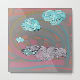 The eternal quest for happiness Metal Print | Turquoise, Digital, Spiral, Abstract, Animal, Concept, Happiness, Fish, Summer, Graphic Design 