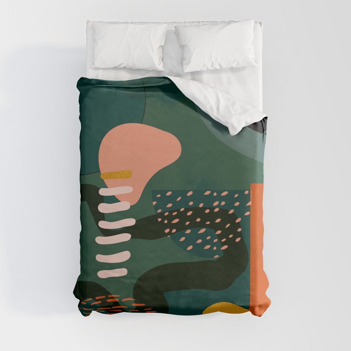 mid century shapes garden party Duvet Cover