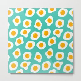 Eggs Pattern (Turquoise Color Background) Metal Print | Eggpattern, Roastedeggs, Eggyolk, Ketogenicdiet, Ketosis, Weightloss, Breakfastfood, Cuteegg, Raweggs, Yolk 