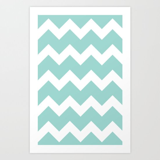 Chevron - Aqua Art Print