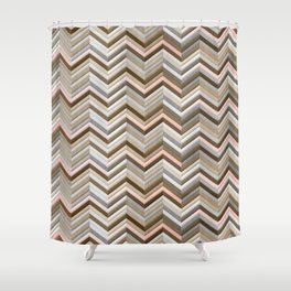 Brown Grey Pink Satin Stitch Patchwork 3 Shower Curtain